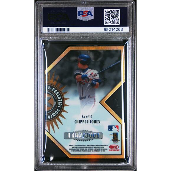 1997 Donruss Preferred X-Ponential Power #8a Chipper Jones /3000 PSA 8 Braves - Picture 2 of 7